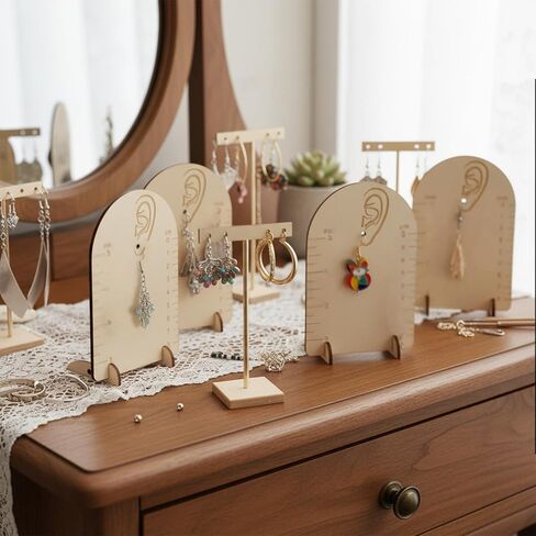 2 Pcs Earring Measurement Display Stand, Wooden Earring Organizer Frame with Measurement Detachable Jewelry Stands Holder for Measuring and Selling Earring in Saudi Arabia