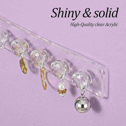 6 Pcs Clear Acrylic Necklace Holder, Acrylic Necklace Organizer Wall Mounted with 12 Hooks, for Hanging Necklace, Jewelry, Bangles, Bracelets and Rings, Best Gifts for Girls and Women in Saudi Arabia