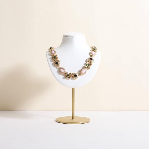 Velvet Hanging Jewelry Holder Organizer, Small Necklace Mannequin, Metal base Jewelry Bust display stands for selling【White】 in Saudi Arabia