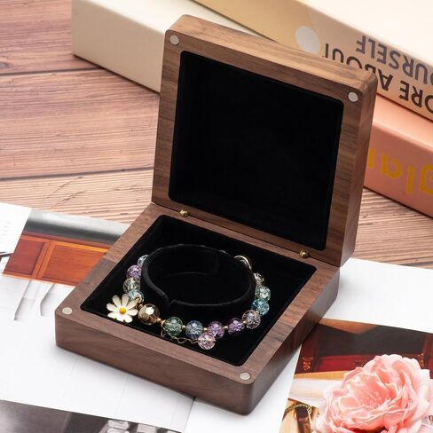 Walnut Wood Bracelet/Bangle Box CaseVelvet Interio Jewelry Display Storage Holder Trinket Storage Case (Black Inner) in Kuwait