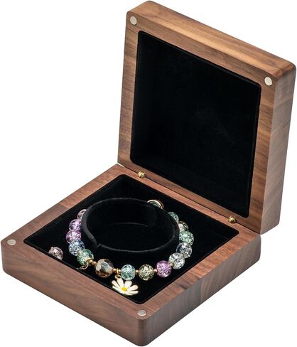 Walnut Wood Bracelet/Bangle Box CaseVelvet Interio Jewelry Display Storage Holder Trinket Storage Case (Black Inner) in Kuwait