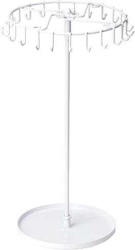 Rotating Necklace Stand Organizer, Spinning Jewelry Necklace Holder Metal Display Stand with 23 Hooks for Storage and Hanging Bracelet Keychain Home Room Decor (White) in Kuwait