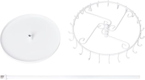 Rotating Necklace Stand Organizer, Spinning Jewelry Necklace Holder Metal Display Stand with 23 Hooks for Storage and Hanging Bracelet Keychain Home Room Decor (White) in Kuwait