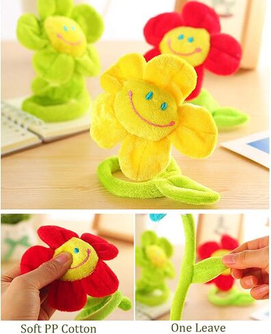 8PCS Artificial Plush Flower Bendable Curtain Buckle Tiebacks Birthday Wedding Party Durable Plush Daisy Flower Bouquet with Happy Smiley Face Gift for Kids Baby Girl Toddlers in Saudi Arabia