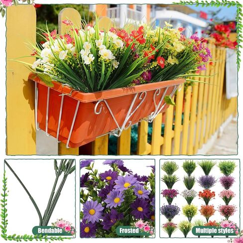 Zeyune 120 Bundles Artificial Flowers for Outdoor UV Resistant Fake Plastic Flowers Plants Bulk Faux Realistic Eucalyptus Violet Lavender for Spring Summer Home Window Yard Patio Garden Decor(Multi2) in Kuwait