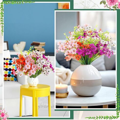 Zeyune 120 Bundles Artificial Flowers for Outdoor UV Resistant Fake Plastic Flowers Plants Bulk Faux Realistic Eucalyptus Violet Lavender for Spring Summer Home Window Yard Patio Garden Decor(Multi2) in Kuwait