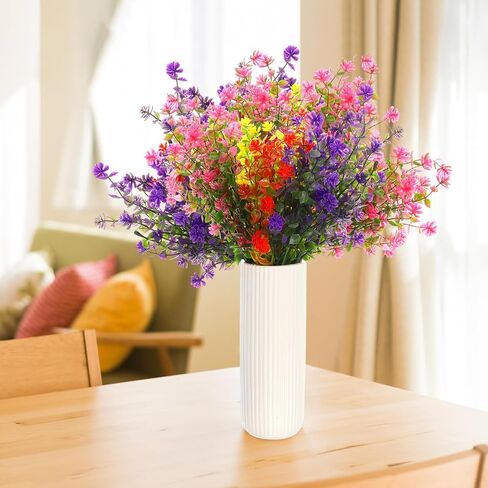 Zeyune 120 Bundles Artificial Flowers for Outdoor UV Resistant Fake Plastic Flowers Plants Bulk Faux Realistic Eucalyptus Violet Lavender for Spring Summer Home Window Yard Patio Garden Decor(Multi2) in Kuwait