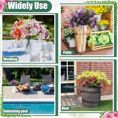 Zeyune 120 Bundles Artificial Flowers for Outdoor UV Resistant Fake Plastic Flowers Plants Bulk Faux Realistic Eucalyptus Violet Lavender for Spring Summer Home Window Yard Patio Garden Decor(Multi2) in Kuwait