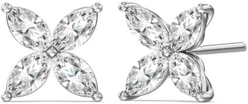saavyco_jewels 1.00 Ct Marquise Cut Diamond Gift For Women's Stud Earrings 14k White Gold Finish 925 Sterling Silver in Kuwait