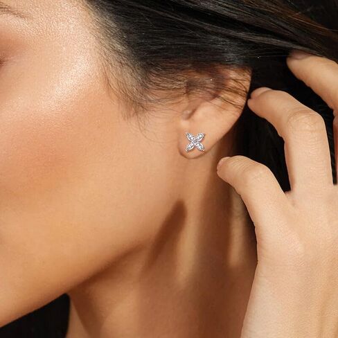 saavyco_jewels 1.00 Ct Marquise Cut Diamond Gift For Women's Stud Earrings 14k White Gold Finish 925 Sterling Silver in Kuwait