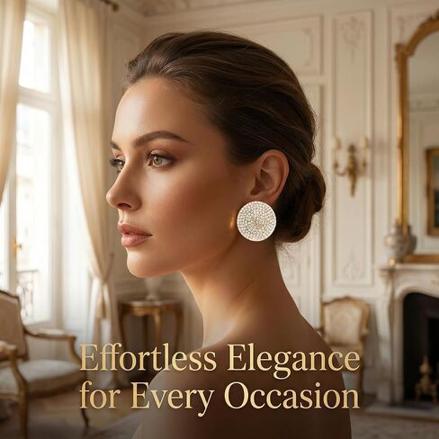 Elegant Gold Rhinestone Women's Earrings Large Crystal Discs Formal Earrings For Female Evening Wear Gold Prom Jewelry in Saudi Arabia