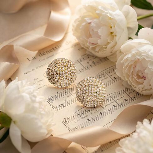 Elegant Gold Rhinestone Women's Earrings Large Crystal Discs Formal Earrings For Female Evening Wear Gold Prom Jewelry in Saudi Arabia
