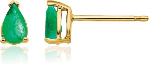 أقراط IceCarats 14K من الذهب الأصفر الخالص 0.40 قيراط من سوليتير الزمرد الأخضر متوسطة الحجم 6 مم 1/4 بوصة قطع كمثرى، طبيعية، مجموعة شوكية، ظهر فراشة لها in Kuwait