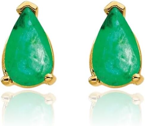 أقراط IceCarats 14K من الذهب الأصفر الخالص 0.40 قيراط من سوليتير الزمرد الأخضر متوسطة الحجم 6 مم 1/4 بوصة قطع كمثرى، طبيعية، مجموعة شوكية، ظهر فراشة لها in Kuwait