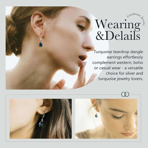 Teardrop Sapphire Earrings for Women Dangle Sterling Silver Royal Blue Dangle Hypoallergenic Jewelry Gift in Saudi Arabia