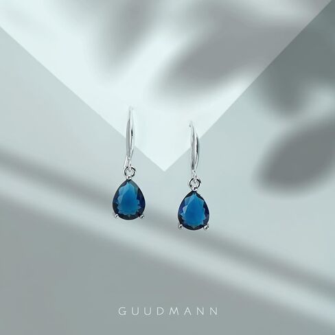 Teardrop Sapphire Earrings for Women Dangle Sterling Silver Royal Blue Dangle Hypoallergenic Jewelry Gift in Saudi Arabia
