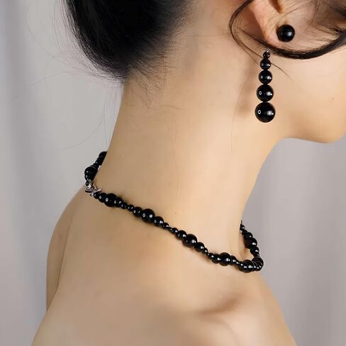 Black Onyx Earrings, Black Dangle Earrings with 925 Sterling Silver Posts, Statement Gothic Jewelry for Women in Saudi Arabia