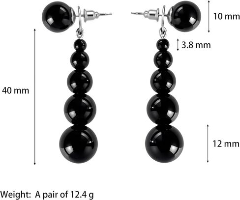 Black Onyx Earrings, Black Dangle Earrings with 925 Sterling Silver Posts, Statement Gothic Jewelry for Women in Saudi Arabia