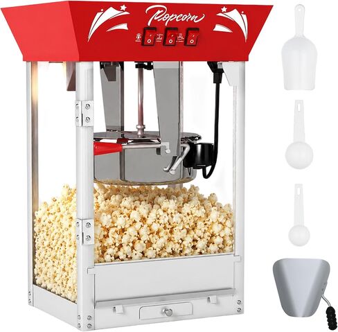 Commercial Popcorn MAKER Machine, 12 Ounce Kettle Stainless Steel Popcorn Maker with Tempered Glass, Warming Deck, 850W Countertop Popcorn Popper for Parties, Events, and Home Theater in Saudi Arabia