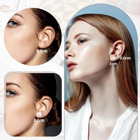24 Pairs Pearl Earrings Set, Pearl Earrings for Women, Pearls Earring Pack Mixed Size Pearls Earring Stack, Pearling Stud Ear Stack for Bridal Wedding Christmas Jewelry in Saudi Arabia