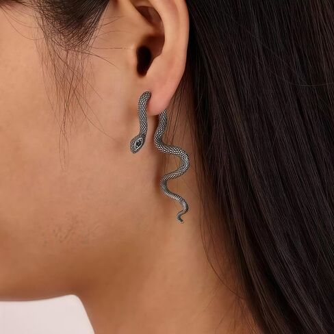 Retro Snake Earrings for Women Stainless Steel Gothic Punk Snake Stud Earring Biker Party Jewelry Gift in Saudi Arabia