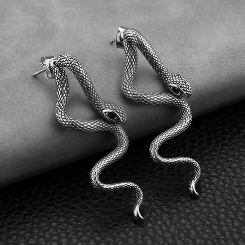 Retro Snake Earrings for Women Stainless Steel Gothic Punk Snake Stud Earring Biker Party Jewelry Gift in Saudi Arabia