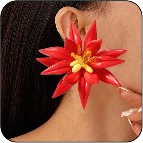Large Flower Earrings for Women Bohemian Oversized Exaggerated Beach Hawaii Flower Earrings Floral Holiday Vacation Jewelry in Kuwait