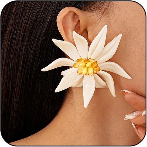 Large Flower Earrings for Women Bohemian Oversized Exaggerated Beach Hawaii Flower Earrings Floral Holiday Vacation Jewelry in Kuwait