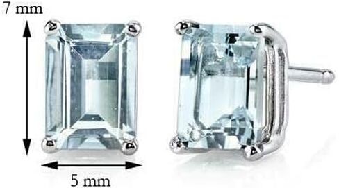 2Ct Emerald Cut Blue Aquamarine Solitaire Women Stud Earring Sterling Silver with 14k White Gold Plated in Saudi Arabia