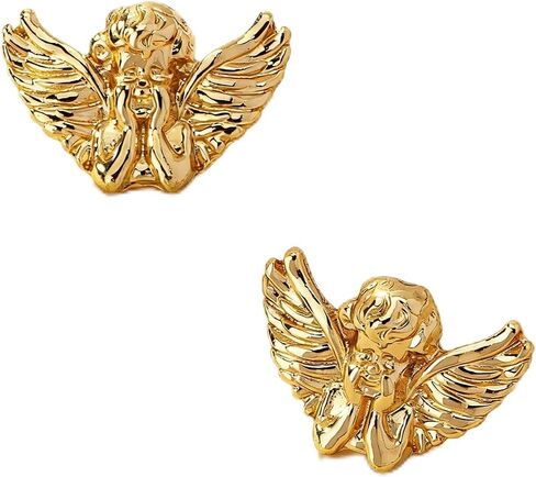 Angel Earrings For Women Yellow Gold Plated Elegant Cherub Figure Design Daily Casual Wear Jewelry in Saudi Arabia