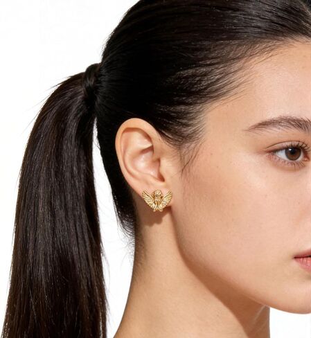 Angel Earrings For Women Yellow Gold Plated Elegant Cherub Figure Design Daily Casual Wear Jewelry in Saudi Arabia