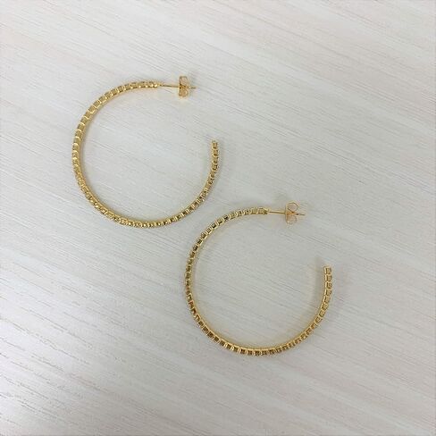 Lightweight Crystal 14K Gold Plated Hoop Earring, MEDIUM-1-1/2" (Yellow) in Saudi Arabia