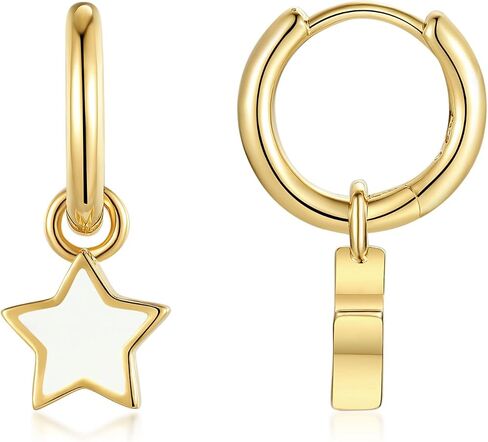 Gold Huggie Hoop Earrings for Women Girls, 925 Sterling Silver Dangle Star Earrings in Saudi Arabia