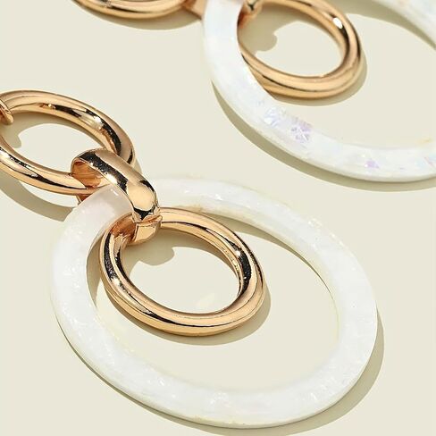 Two Tone Circle Hoop Earrings for Women, Gold & White Boho Earrings, Unique Minimalist Round Earrings for Parties, Daily Wear in Saudi Arabia