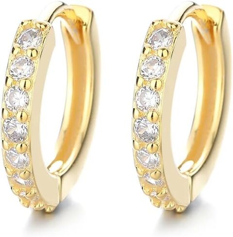 Sterling Silver & Genuine Crystal Huggie Hoop Earring in Kuwait