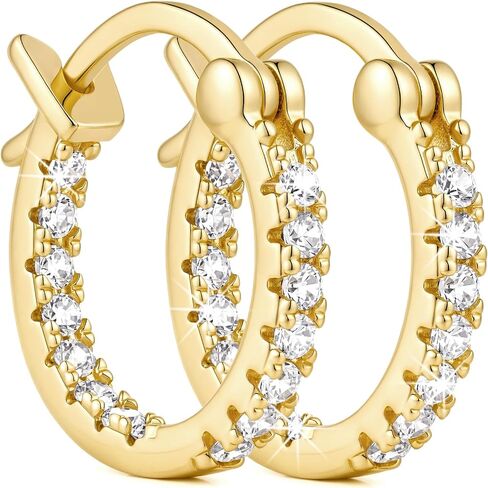 Kelli Myers Gold Hoop Earrings 14K Gold Hoop Earrings for Women 14K Gold Earring for Women Hoops Light Dancing in all Directions with Double Cubic Zirconia Hoops Earring for Womens 15/20/30/35mm in Saudi Arabia