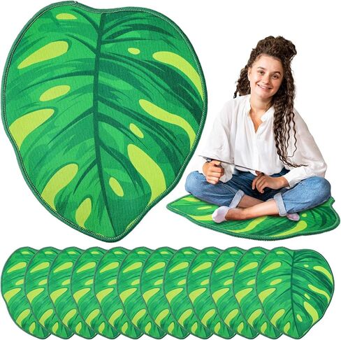 24 Pcs Green Leaf Carpet 16 Inch Leaf Shape Sitting Mat Sitting Floor Seats Non Slip Backing Classroom Rug Cushions Soft Mat for Preschool Elementary Daycares School Learning Playing Areas in Saudi Arabia