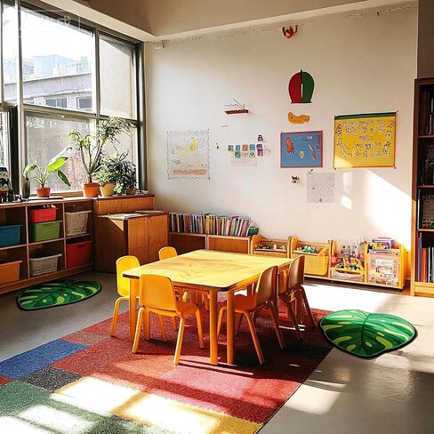 24 Pcs Green Leaf Carpet 16 Inch Leaf Shape Sitting Mat Sitting Floor Seats Non Slip Backing Classroom Rug Cushions Soft Mat for Preschool Elementary Daycares School Learning Playing Areas in Saudi Arabia