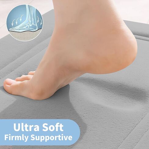 Cupic Cupid Memory Foam Bath Mats - 20" x 32" for Bathroom Floor Shower & Tub, Grey Bathroom Rugs Non Slip Washable, Water Absorbent Bath Rugs, Quick Dry Bath Carpet for Decor in Saudi Arabia