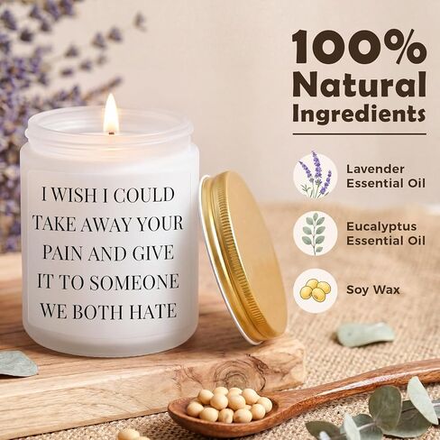 MULCHUM Lavender Scented Candle, Funny Sympathy Gift for Friends Self-Care Cheer Up, Relaxing Natural Soy Wax Jar Candle for Women Stress Relief, 7oz 45 Hours Long Lasting Burn in Saudi Arabia