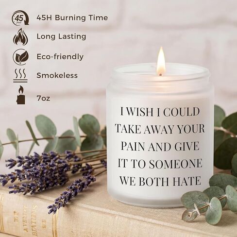 MULCHUM Lavender Scented Candle, Funny Sympathy Gift for Friends Self-Care Cheer Up, Relaxing Natural Soy Wax Jar Candle for Women Stress Relief, 7oz 45 Hours Long Lasting Burn in Saudi Arabia