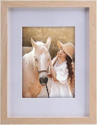 Collage Picture Frame, Double 4x6 Picture Frame with Mat, Fits 8x10 or Two 4x6 Photos, Tempered Glass, for Tabletop or Wall Mount-Teak Brown in Saudi Arabia