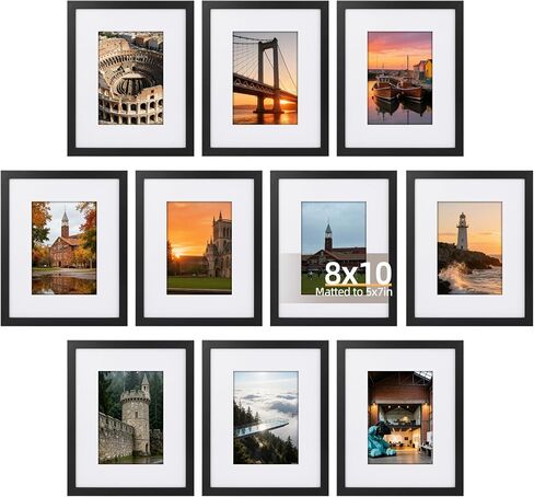 5x7 Picture Frame Set of 3, Display Pictures 4x6 with Mat or 5x7 Without, Multi Photo Frames Collage for Wall or Tabletop Display, Black in Saudi Arabia