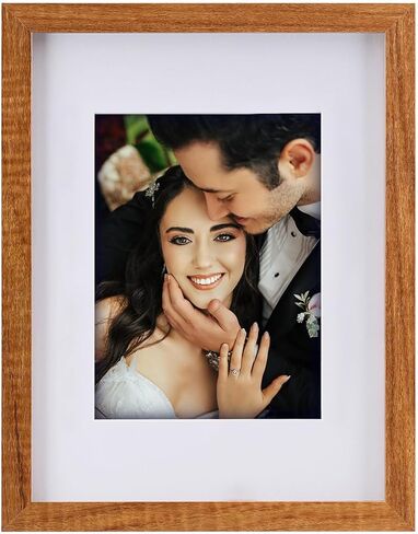 إطار صورة مجمعة، إطار صورة مزدوج 4x6 مع حصيرة، يناسب صورتين مقاس 8x10 أو صورتين مقاس 4x6، زجاج مقسى، للطاولة أو الحائط، بني من خشب الساج in Kuwait