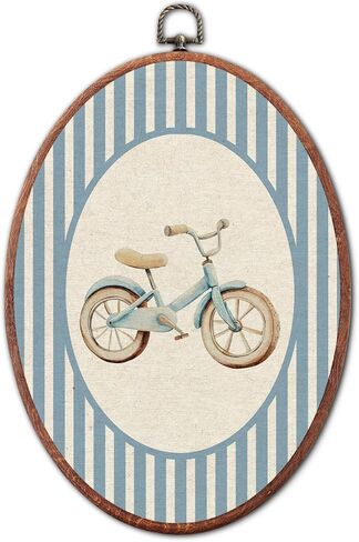 Vintage Fire Truck Nursery Oval Wall Art Framed, Grey Striped Watercolor Vehicles Framed Canvas Prints, Unique Car Decoration Hanging Wall Decor for Kids Toddler Room Bedroom Playroom, 8.6x11.4 Inch in Kuwait