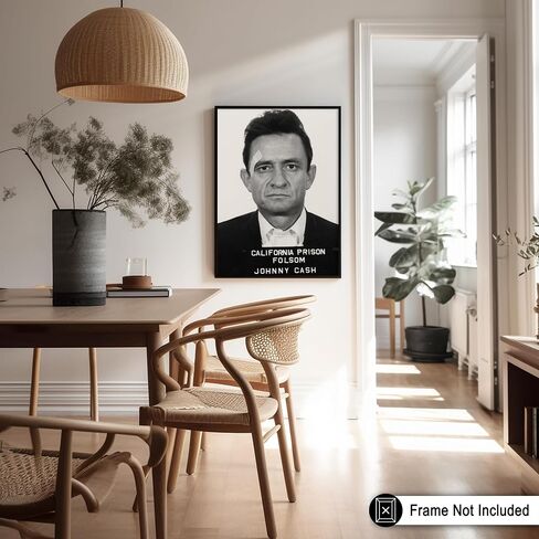 Poster Master Johnny Mugshot Print - Country Singer Portrait Poster - Black and White Photography Art - Celebrity Wall Design - Great Music Room or Office Decor - 8x10 UNFRAMED Wall Art in Saudi Arabia