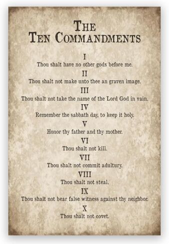 RINMFEO Vintage Motivational 10 Commandments Poster Religious Wall Art Bible Verse Canvas Print Religious Wall Decor For Living Room Bedroom 12x16inch Unframed in Kuwait