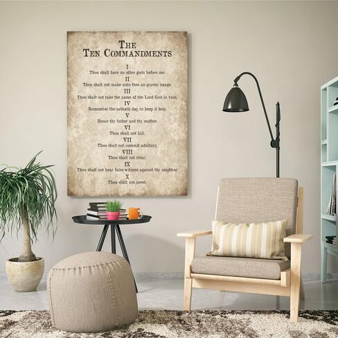 RINMFEO Vintage Motivational 10 Commandments Poster Religious Wall Art Bible Verse Canvas Print Religious Wall Decor For Living Room Bedroom 12x16inch Unframed in Kuwait