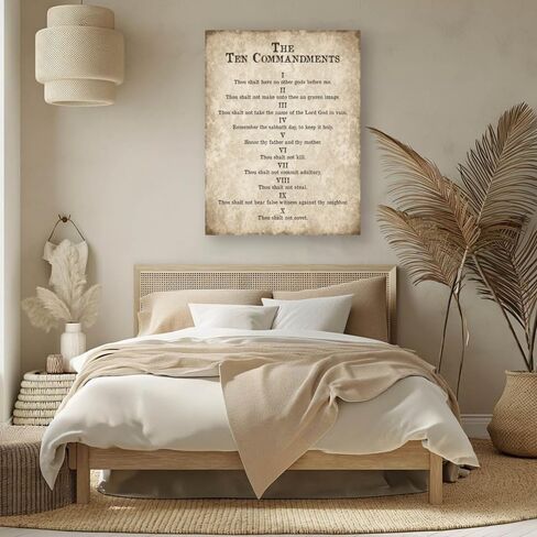 RINMFEO Vintage Motivational 10 Commandments Poster Religious Wall Art Bible Verse Canvas Print Religious Wall Decor For Living Room Bedroom 12x16inch Unframed in Kuwait
