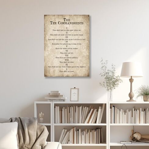 RINMFEO Vintage Motivational 10 Commandments Poster Religious Wall Art Bible Verse Canvas Print Religious Wall Decor For Living Room Bedroom 12x16inch Unframed in Kuwait